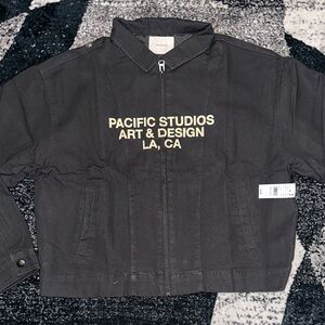 PacSun Black Jacket with Gold Text